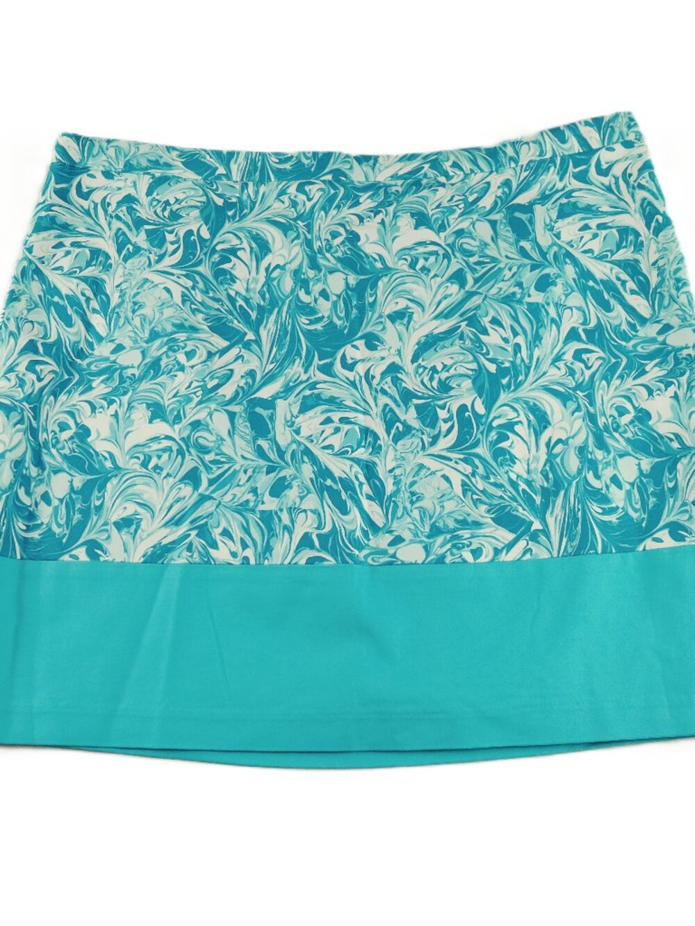 Michael Kors Pencil Mini Skirt Women's Size 12 Turquoise Swirl Colorblock Lined